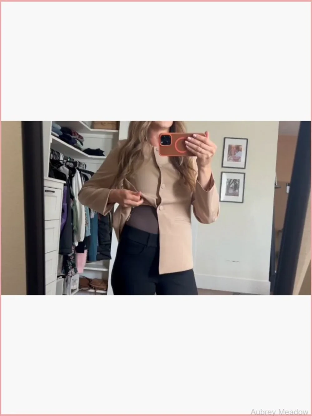 Women Long Blazer - Business Casual Button Down Split Hem Work Jacket with